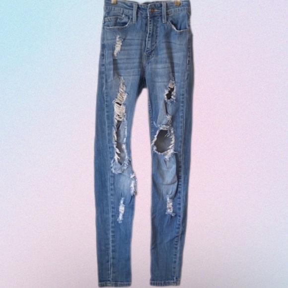 Fashion Nova • Mid-Wash High Rise Distressed Jeans💙 - Picture 6 of 11